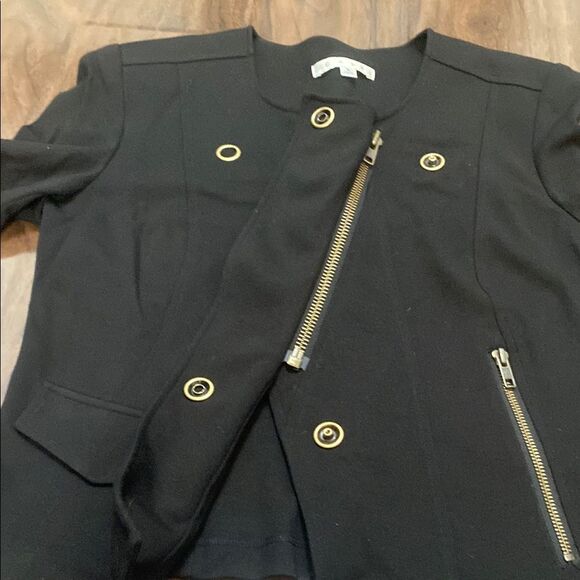 CAbi Black Moto Ponte Jacket Blazer Asymmetrical Design - Picture 6 of 7